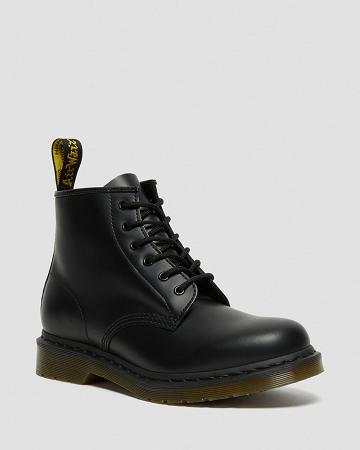 Black Men's Dr Martens 101 Smooth Leather Ankle Boots | CA 409ZUT